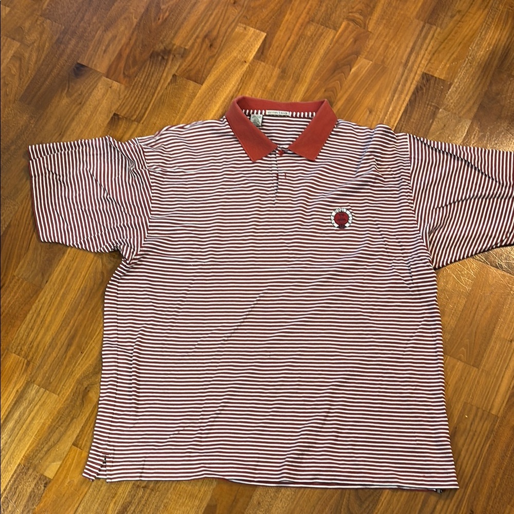 Cutter & Buck Red and White Polo Shirt Sporty Stripes
